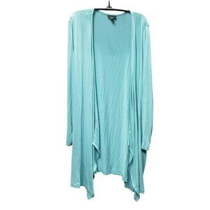 J Jill Wearever Collection Long Cardigan Sweater Sz XL Lt Blue, Asymmetrical Hem